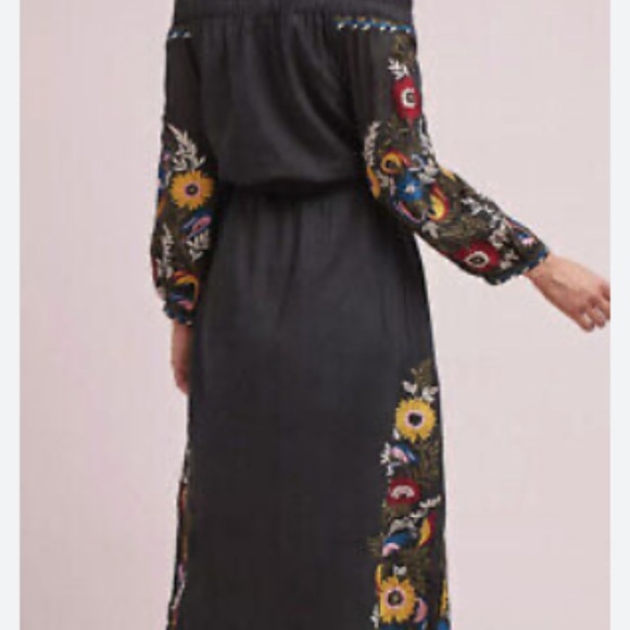 Anthropologie Misa Seine Embroidered Black Off the Shoulders Midi Dress.  Medium - Picture 6 of 12